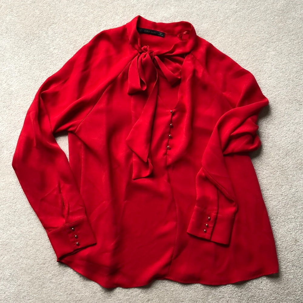 Zara tie neck blouse